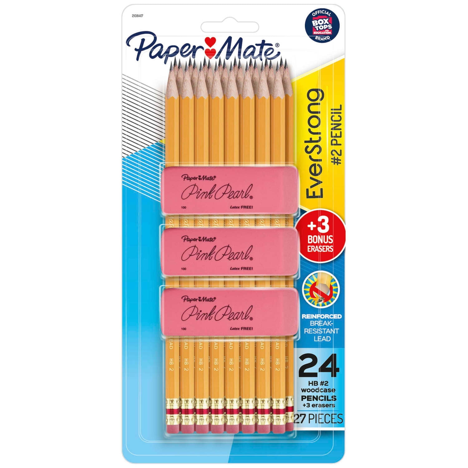 Paper Mate EverStrong #2 Pencils, Reinforced, Break-Resistant Lead When Writing, 27 Count
