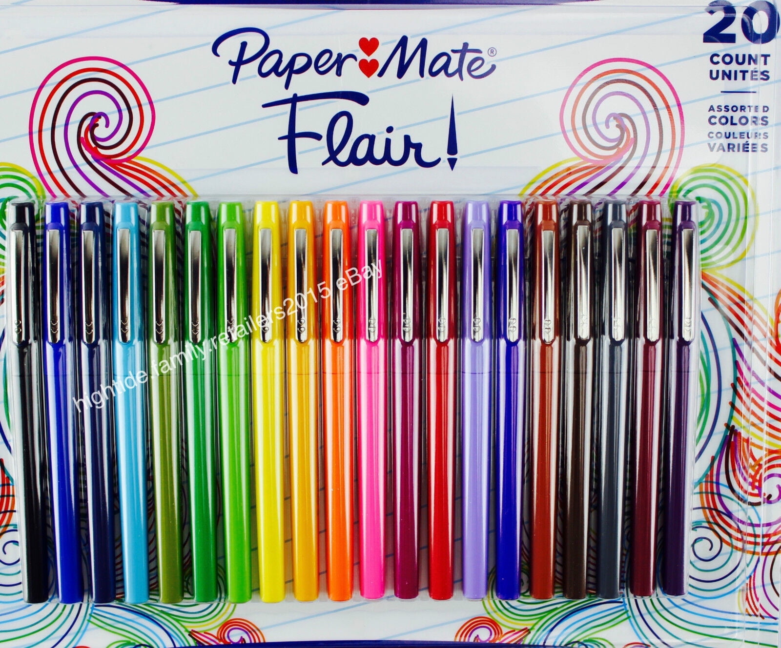 Paper Mate Flair Pens, Assorted Colors, 20