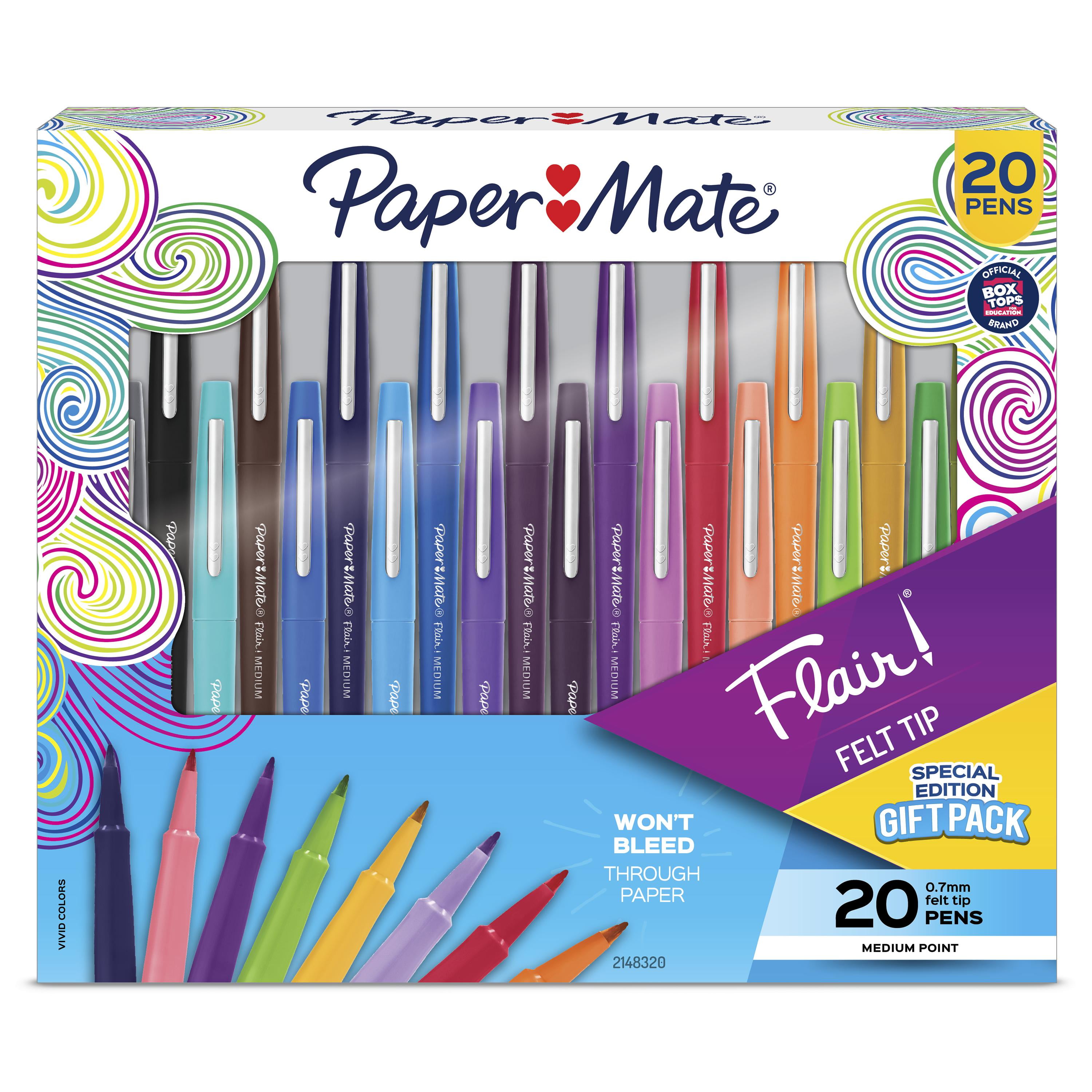 Paper Mate Flair, Felt Tip Pens, Assorted Colors, Medium Point (0.7 mm) 20 Count, 2148320