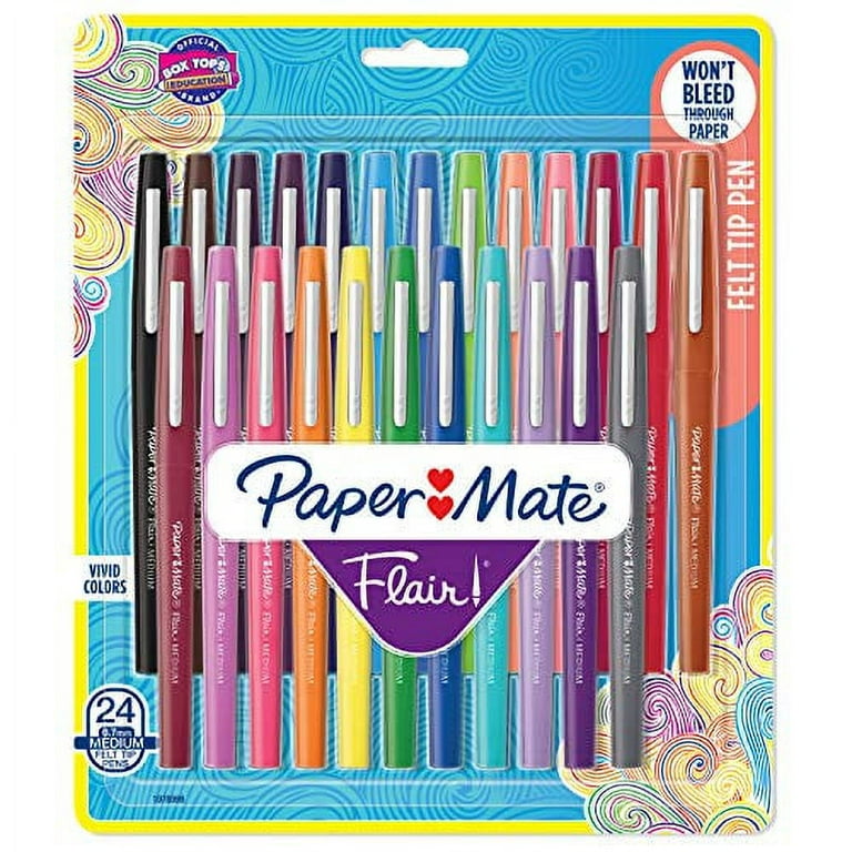  Paper Mate Felt Tip Pens Flair Marker Pens, Medium Point,  Assorted, 24 Count : Office Products