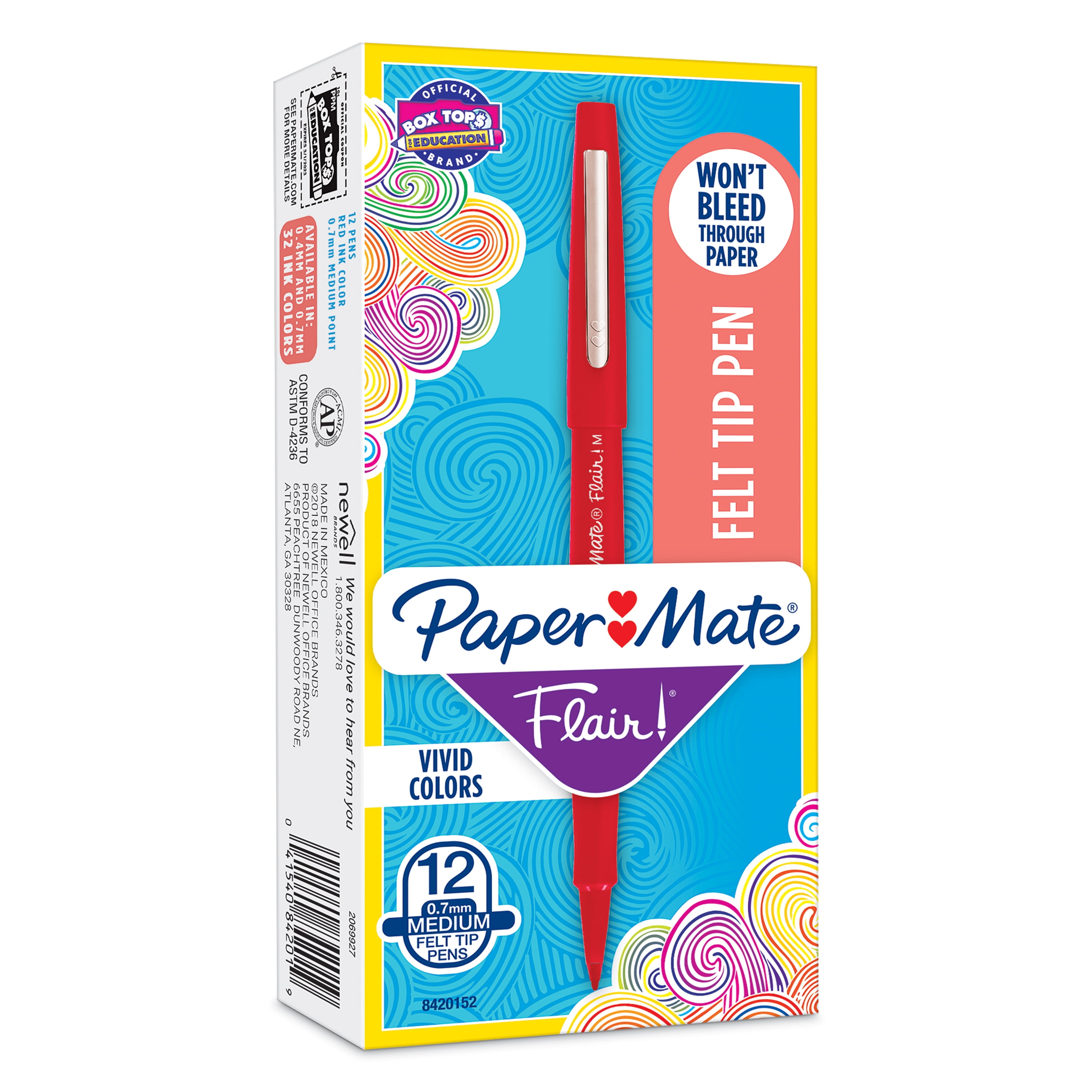 Paper Mate Porous Point Felt Tip Pen, Medium Red PK12 8420152