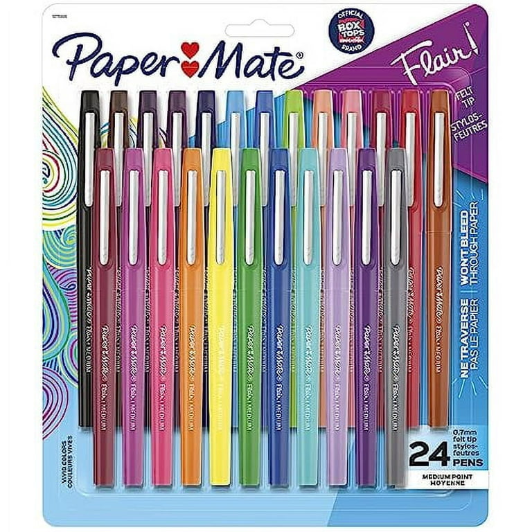 Paper Mate Flair Felt Tip Pens, Medium Point, Assorted Colors, 24 Count 