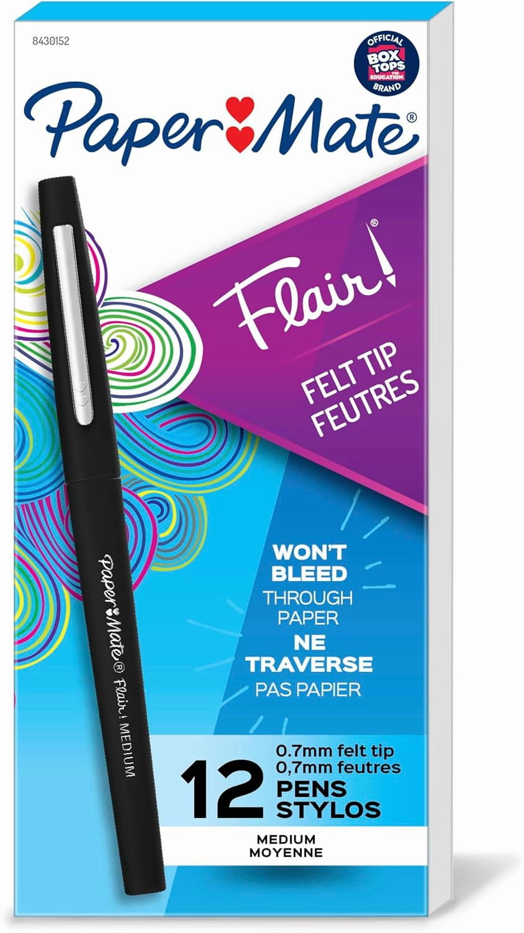 Flair Felt Tip Pens, Medium Point (0.7mm), Black, 12 Count - Teacher Supplies, Journaling, Note-Taking, Writing