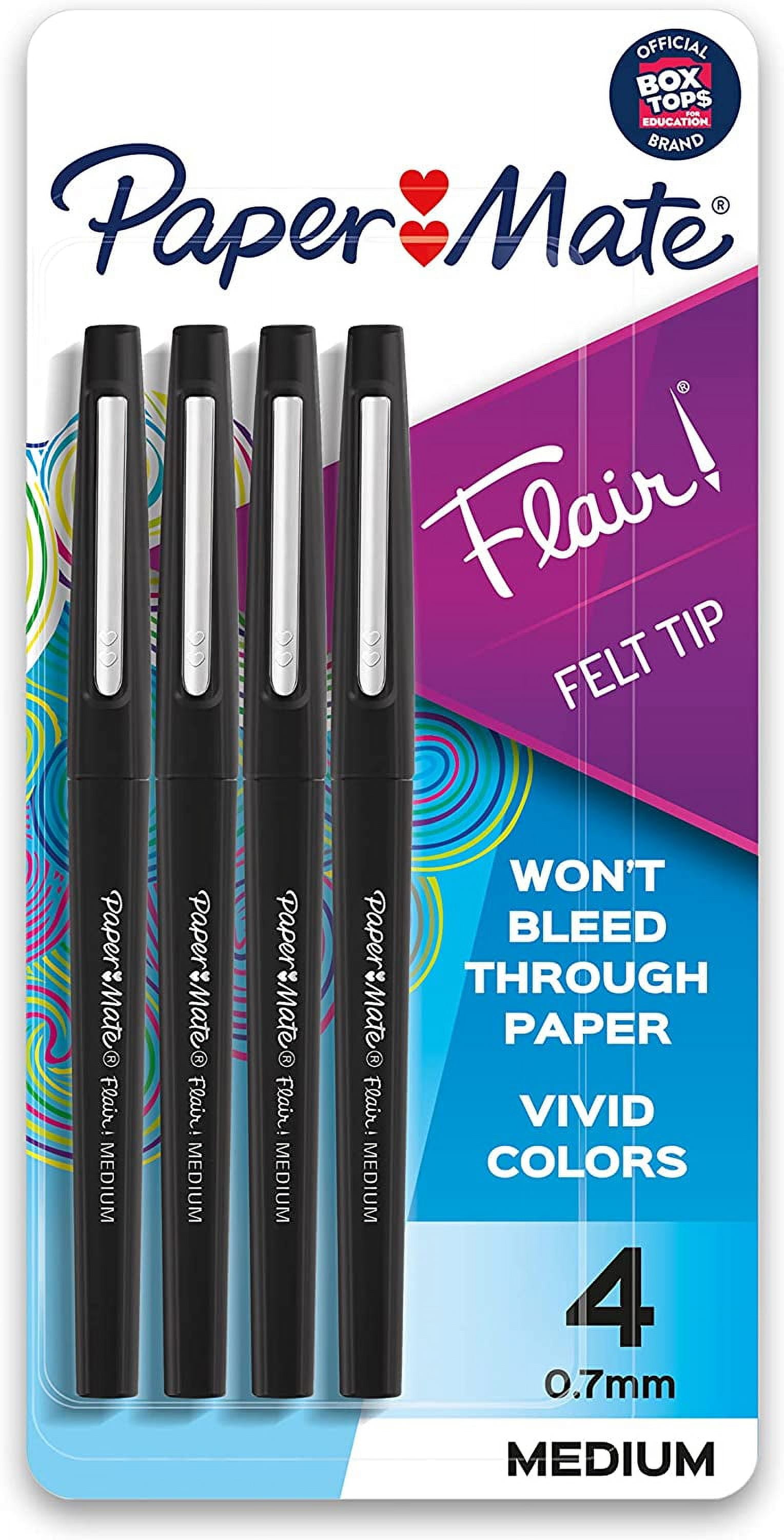 Paper Mate Flair Felt Tip Pens | Medium Point (0.7mm) | Black | 5 Count