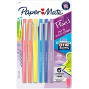 Paper Mate Flair Felt Tip Pens, Medium Point (0.7mm), Special Edition Retro Accents, Assorted Colors, 6 Count