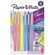 Paper Mate Flair Felt Tip Pens, Medium Point (0.7mm), Special Edition Retro Accents, Assorted Colors, 6 Count