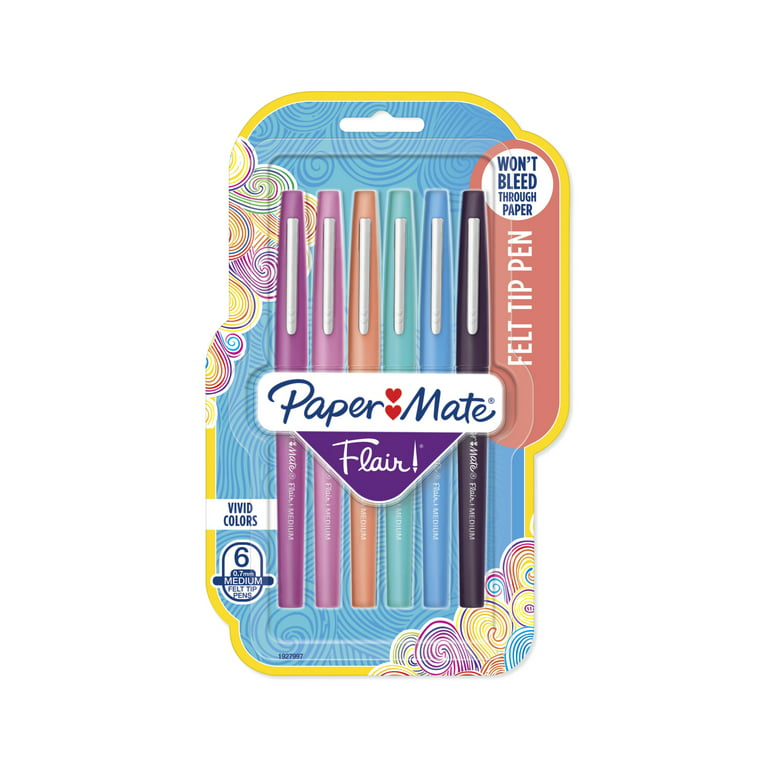 Paper Mate Flair Original Fibre Tip Pen 4 Different Vivid Color  (Black-Red-Green-Blue) Option High Quality Writing Art Supply