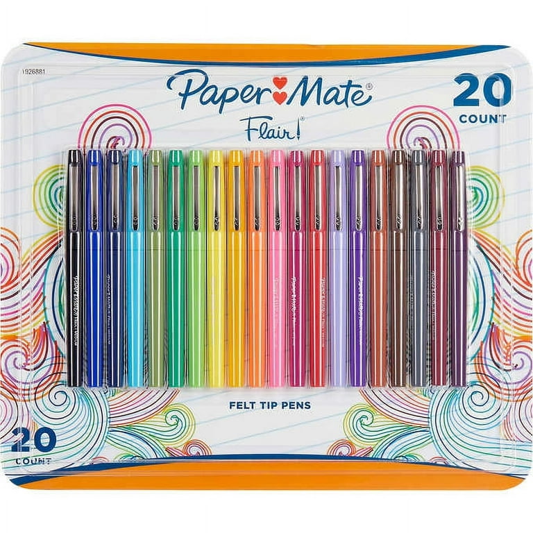 Paper Mate Flair Felt Tip Pens, Medium Point, Assorted Colors, 20 ct 