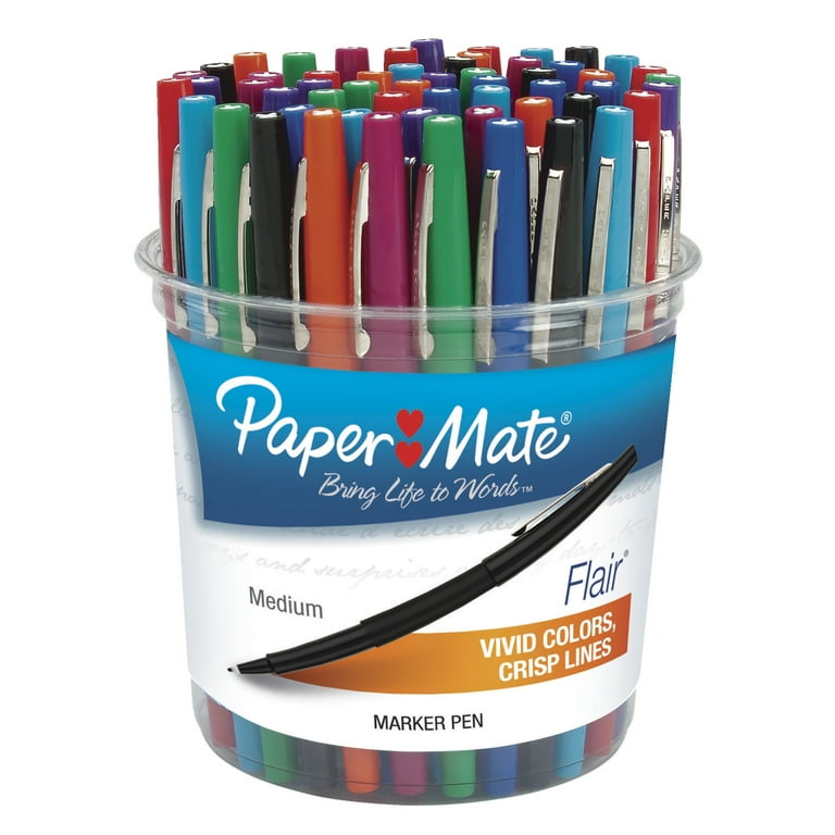 Paper Mate Flair Felt Tip Marker Pen, Assorted Ink, Medium - 48 pack