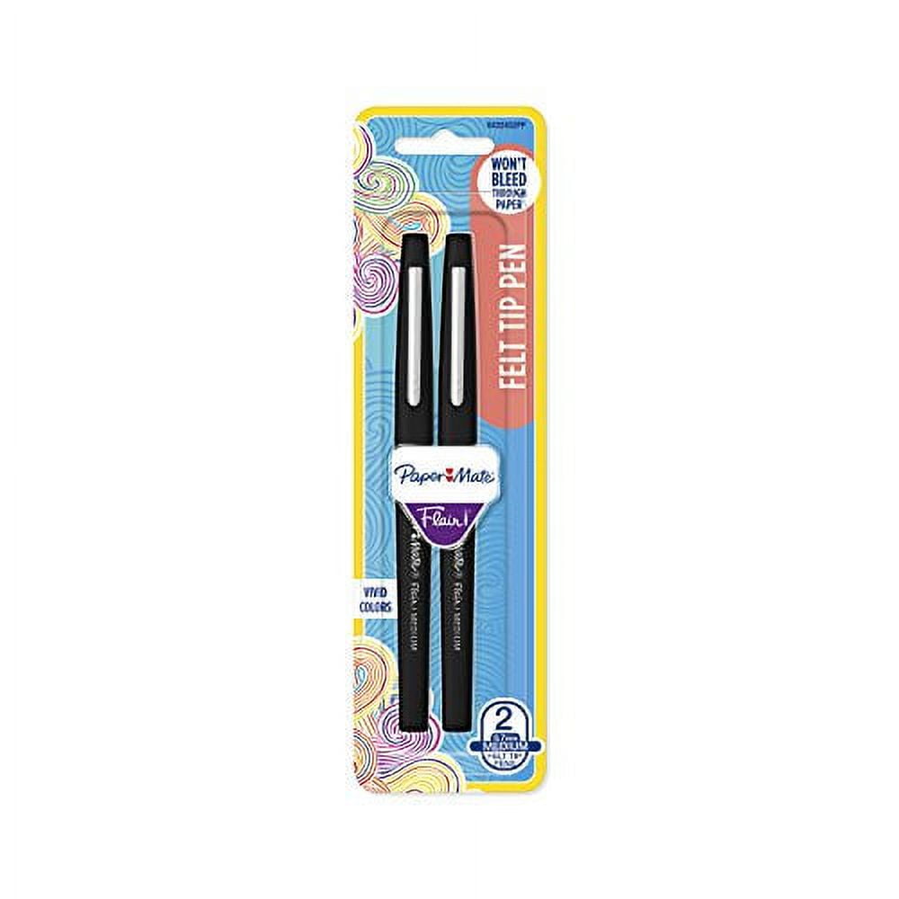 Paper Mate Flair Felt Tip Pens, Medium Point Black, 2 Count