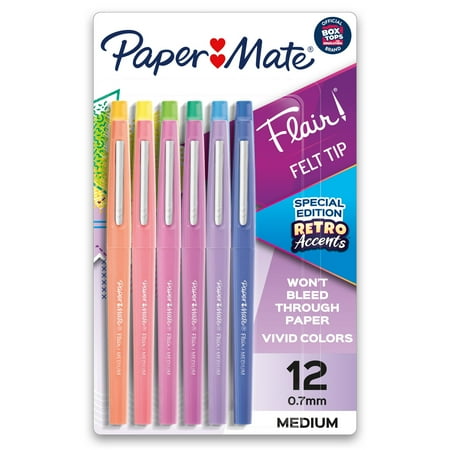 Paper Mate Flair Felt Tip Pens, Medium Tip, Specialty Colors, 12 Count