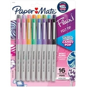 Paper Mate Flair Felt Tip Pens, Ultra Fine Point, 0.4 mm, Candy Pop Colors, 16 Count