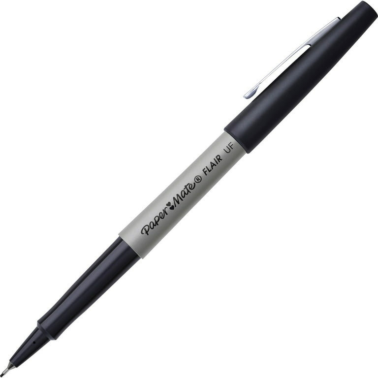 Flair Felt Tip Porous Point Pen, Stick, Extra-Fine 0.4 mm, Black Ink, Gray/Black Barrel, Dozen Flair Felt Tip Porous Point Pen, Stick, Extra-Fine 0.4 mm, Black Ink, Gray/Black Barrel, Dozen