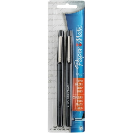 Paper Mate Flair Pen, Point Guard Tip, Black 2 ea (Pack of 3)