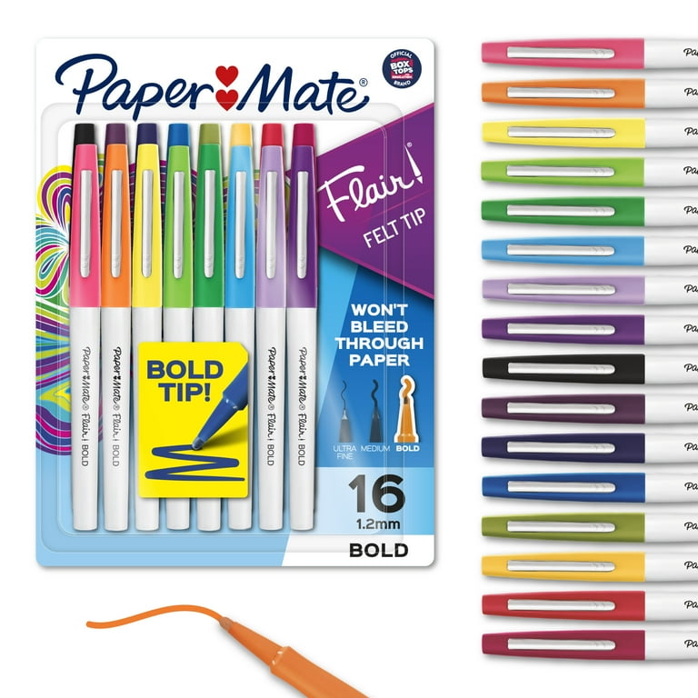 Paper Mate Flair Pens, Felt Tip Pens, Bold Tip (1.2 mm), Assorted