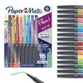 thumbnail image 1 of Paper Mate Flair Pens, Metallic Felt Tip Pens, City Lights, Glittery Ink Shines on White Paper, Assorted Colors, 16 Count, 1 of 8