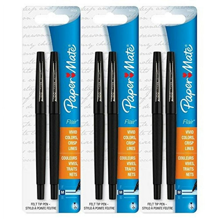Paper Mate Flair Porous Felt Tip Pens Medium Point Black Ink 6 Count 84324-3