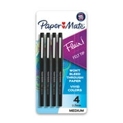 Paper Mate Flair Porous-Point Pens, Medium Point, 1.0 mm, Black Barrel, Black Ink, Pack Of 4