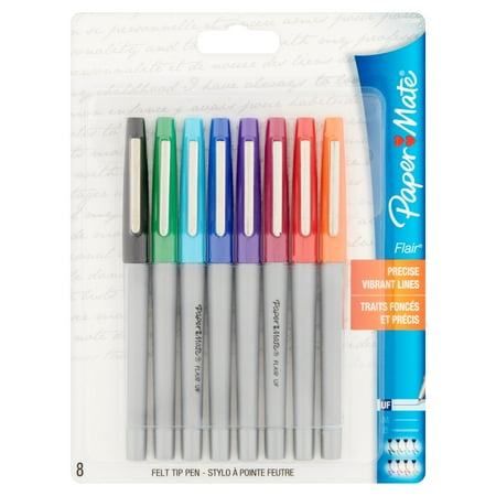 Paper Mate Flair Ultra-Fine Felt Tip Pens, Assorted Colors, 8 Count