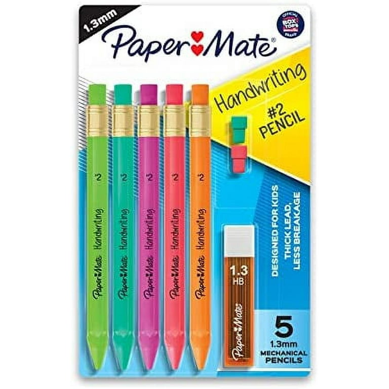 Paper Mate Handwriting Triangular Mechanical Pencil Set with Lead & Eraser  Refills, 1.3 mm