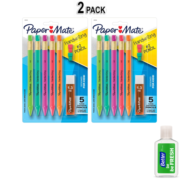 Paper Mate Handwriting Triangular Mechanical Pencil Set with Lead & Eraser Refills, 1.3mm, 8 Count
