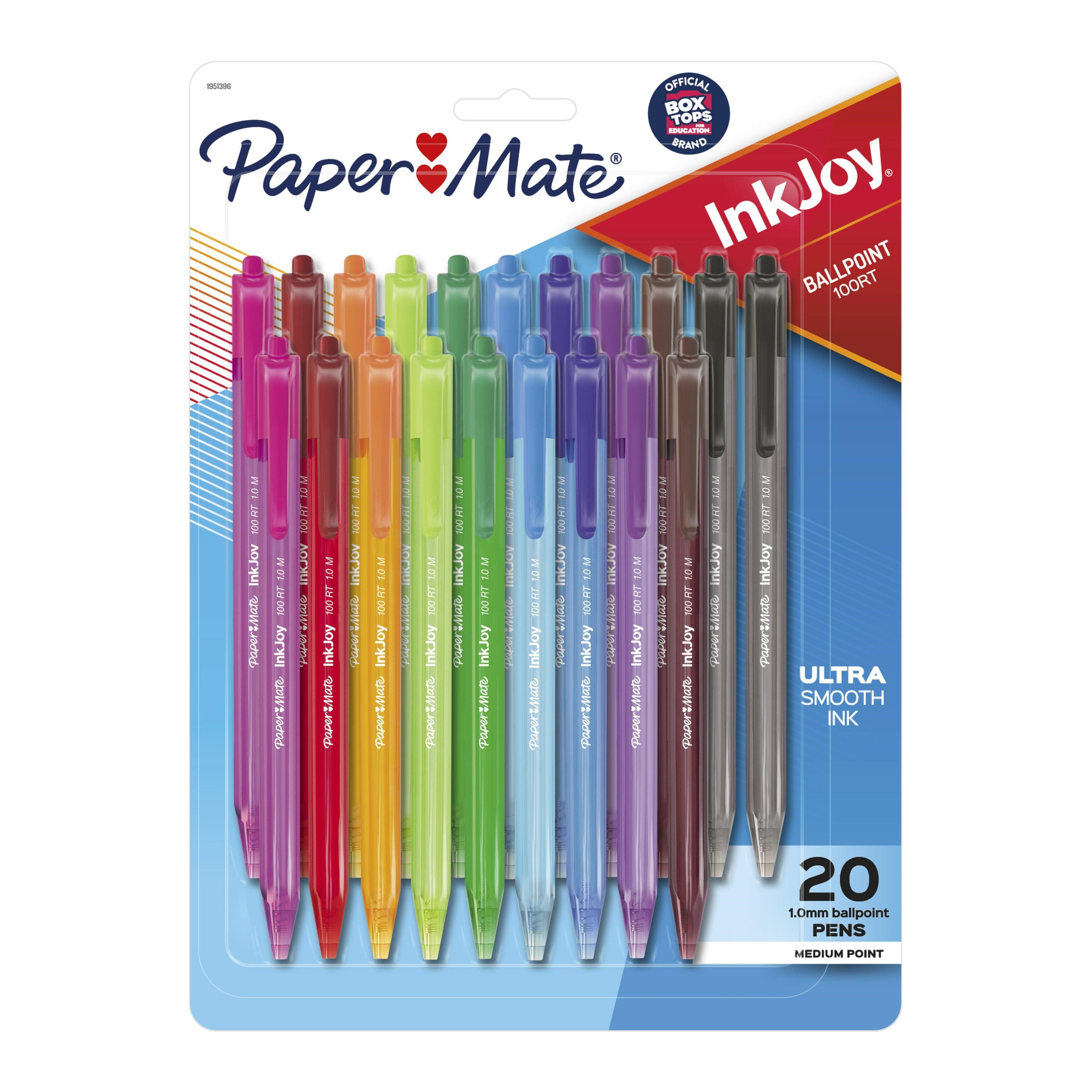 Paper MateÂ® InkJoyÂ® 100RT Retractable Ballpoint Pens, Medium Point,  Assorted, 20 Count