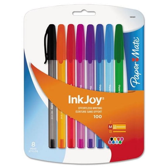 Paper Mate InkJoy 100ST Ballpoint Pen, Medium, Fashion Colors, 8-Count