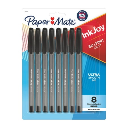 Paper Mate InkJoy 100ST Ballpoint Pens, Medium Point (1.0mm), Black, 8 Count