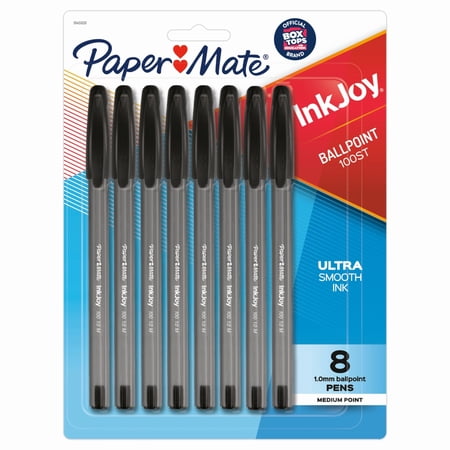 Paper Mate InkJoy 100ST Ballpoint Pens, Medium Point, Black, 8 Pack