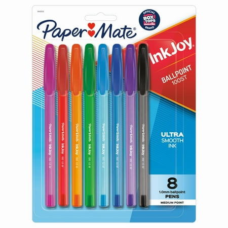Paper Mate InkJoy 100ST Ballpoint Pens, Medium Point, Assorted, 8 Pack