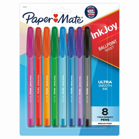 Paper Mate InkJoy 100ST Ballpoint Pens, Medium Point, Assorted, 8 Pack