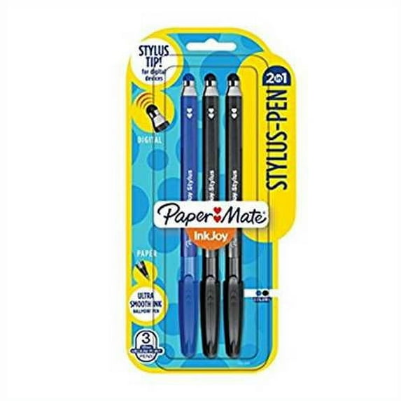 Paper Mate® InkJoy® 100ST 2-In-1 Ballpoint Stylus Pens, Bold Point, 1.0 mm, Assorted, Pack Of 3