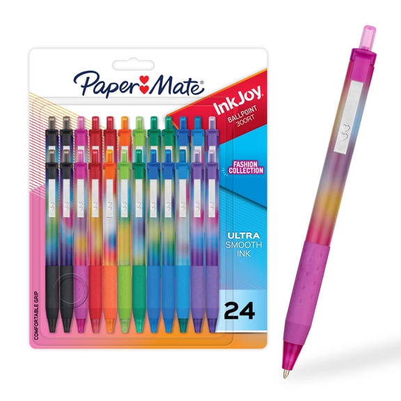 Paper Mate InkJoy 300RT Ballpoint Pens, Fashion Wraps, Retractable, Medium Point, Assorted, 24 Count