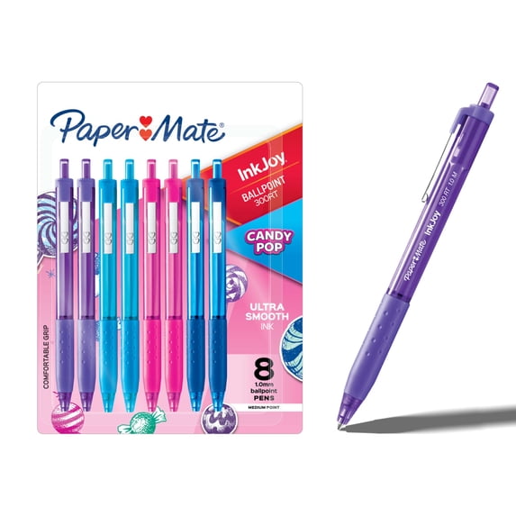 Paper Mate InkJoy 300RT Retractable Ballpoint Pens, Medium Point, Candy Pop Colors, 8 Count