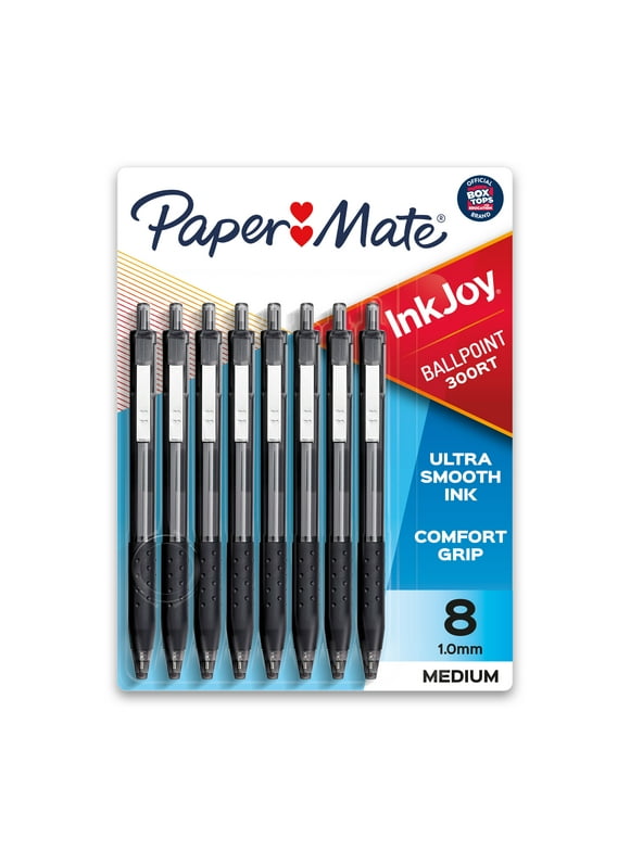 Paper Mate InkJoy 300RT Retractable Ballpoint Pens, Medium Point (1.0 mm), Black, 8 Count