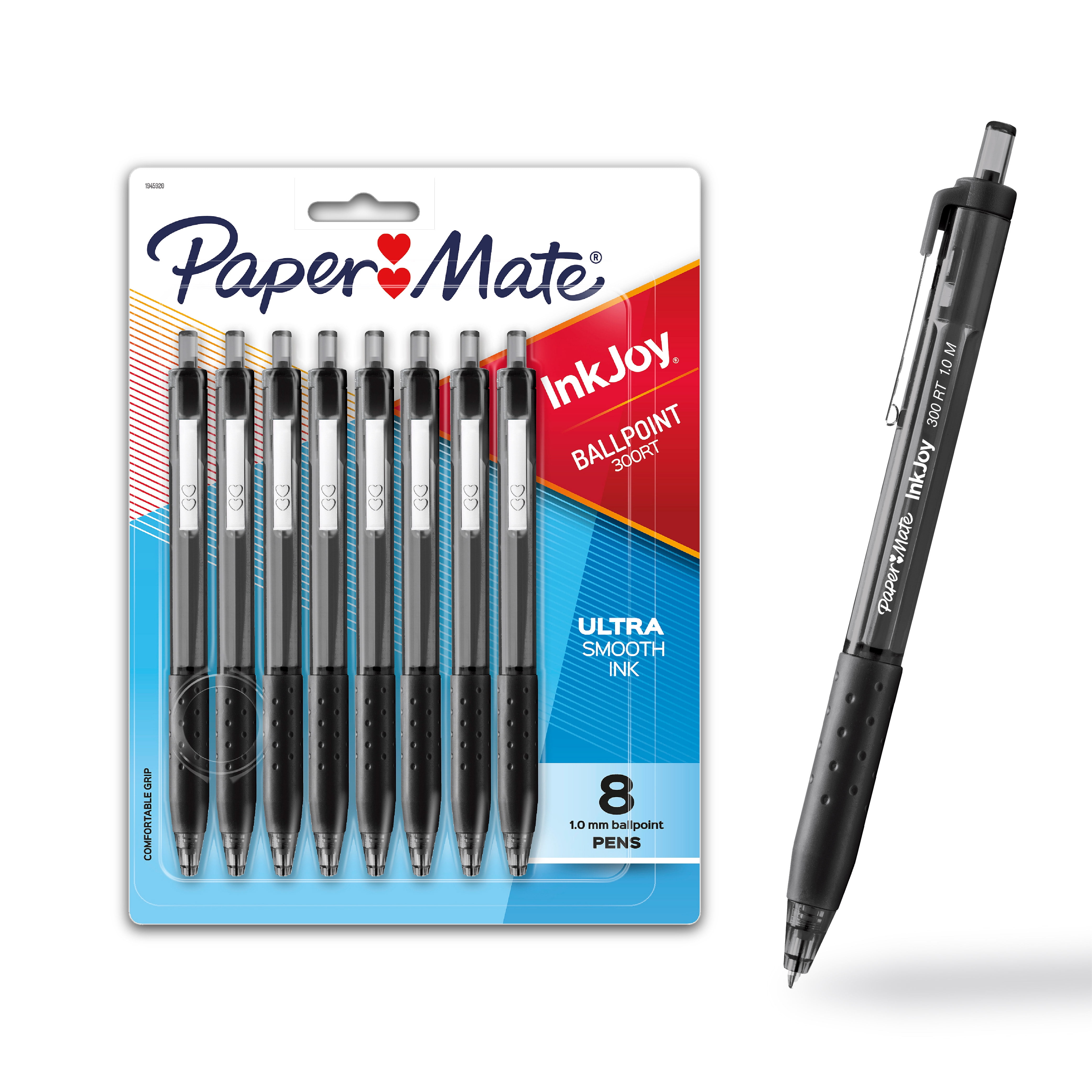 Paper Mate InkJoy 300RT Retractable Ballpoint Pens, Medium Point (1.0 mm), Black, 8 Count