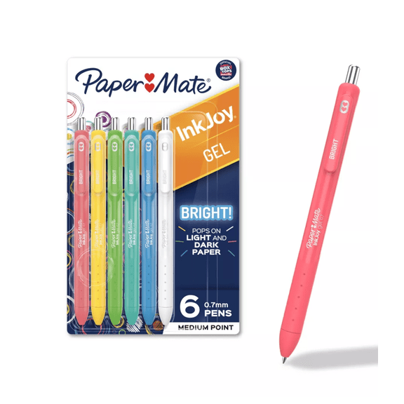 Paper Mate InkJoy 6pk Gel Pens Multicolored Bright: 0.7mm Point, Art & Stationery, Office Supplies, Papermate Pens