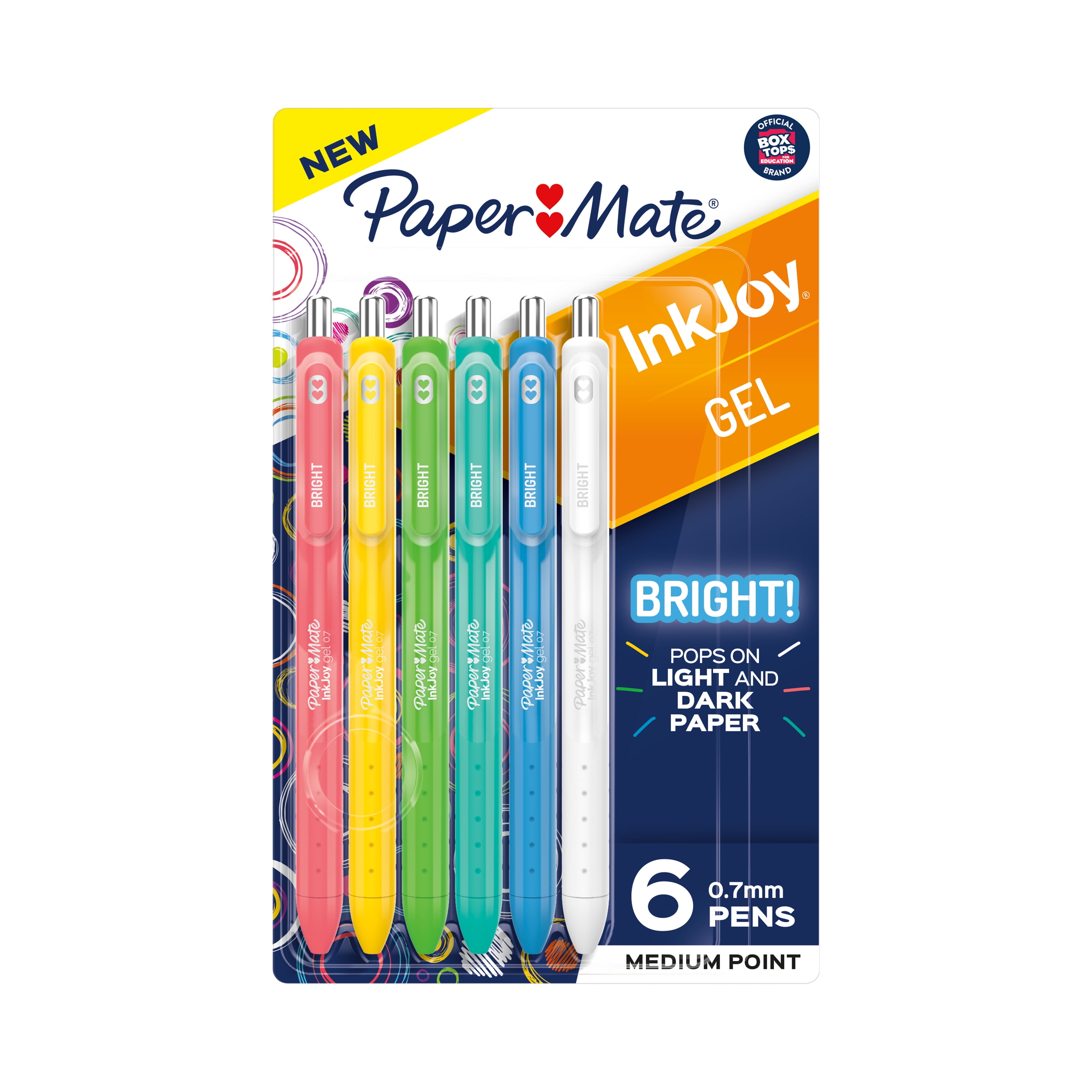 InkJoy Assorted Vibrant Gel Ink Medium Point Pens, 6-Pack