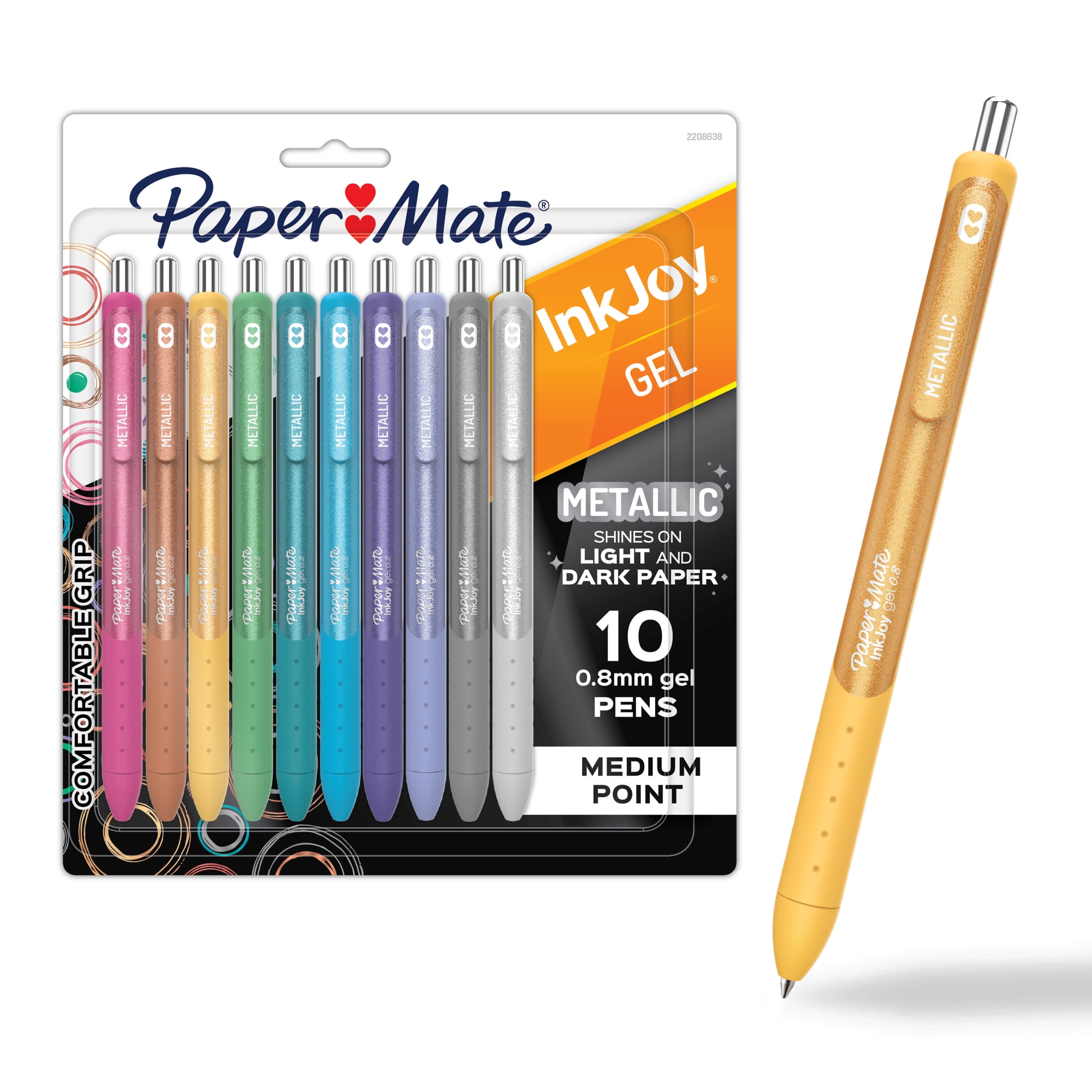 Paper Mate InkJoy Gel Metallic Pens, Medium Point (0.8mm), Assorted, 10 Count