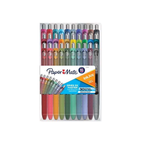 Paper Mate InkJoy Pens, Gel Pens, Medium Point (0.7 mm), Assorted, 30 Count