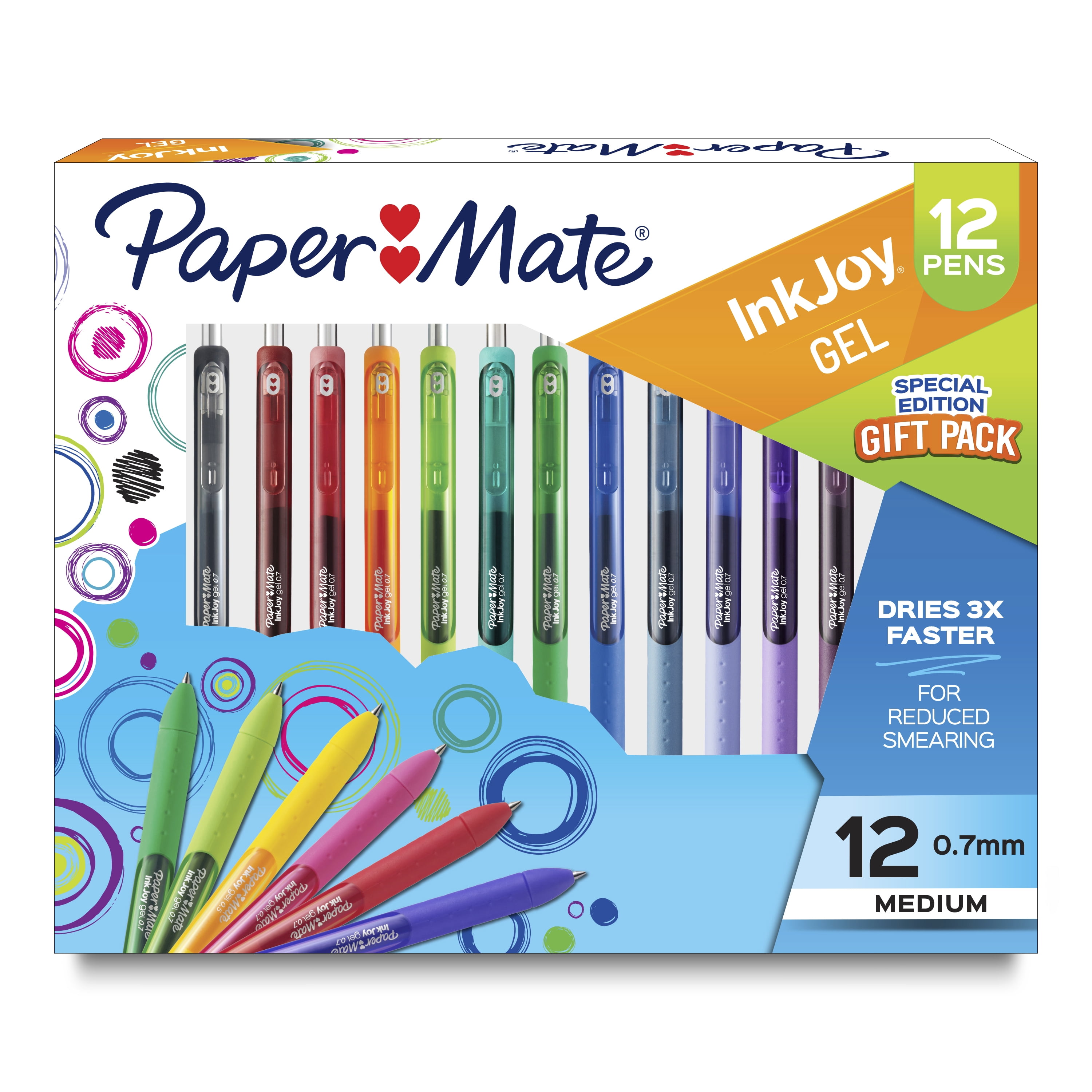 Aja Het spijt me Octrooi Paper Mate InkJoy Gel Pens, Medium Point (0.7 mm), Assorted Colors, 12  Count - Walmart.com
