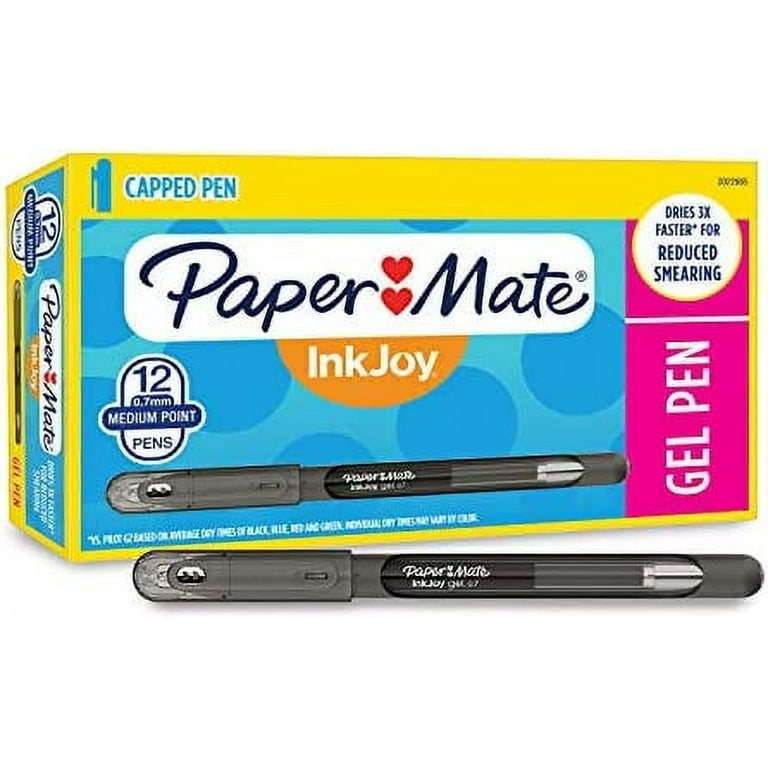 Paper Mate InkJoy Gel 0.7mm Point Pen, Black Ink - 12 Pack