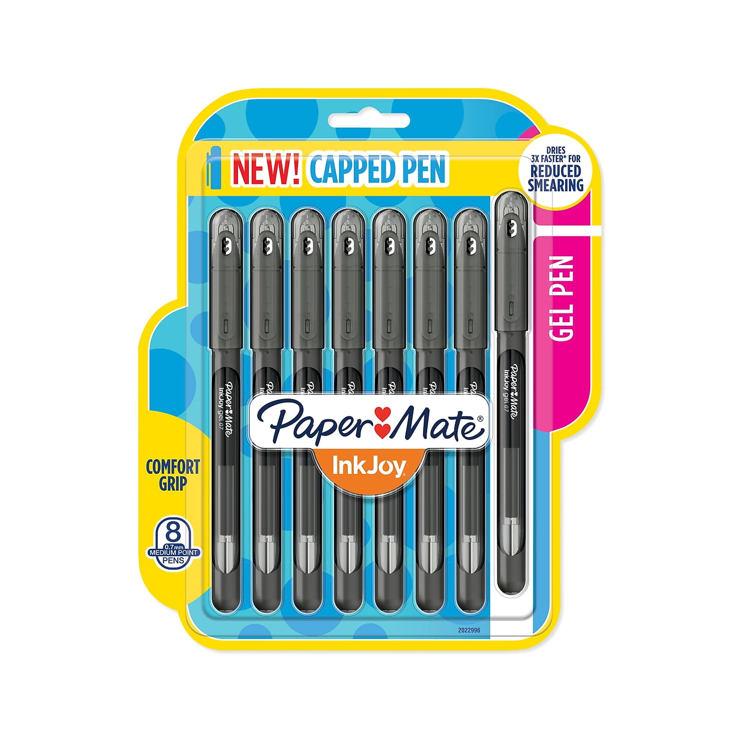 Paper Mate InkJoy Gel Pens Medium Point 0.7mm Black Capped 8 Count (2022996) 2832744