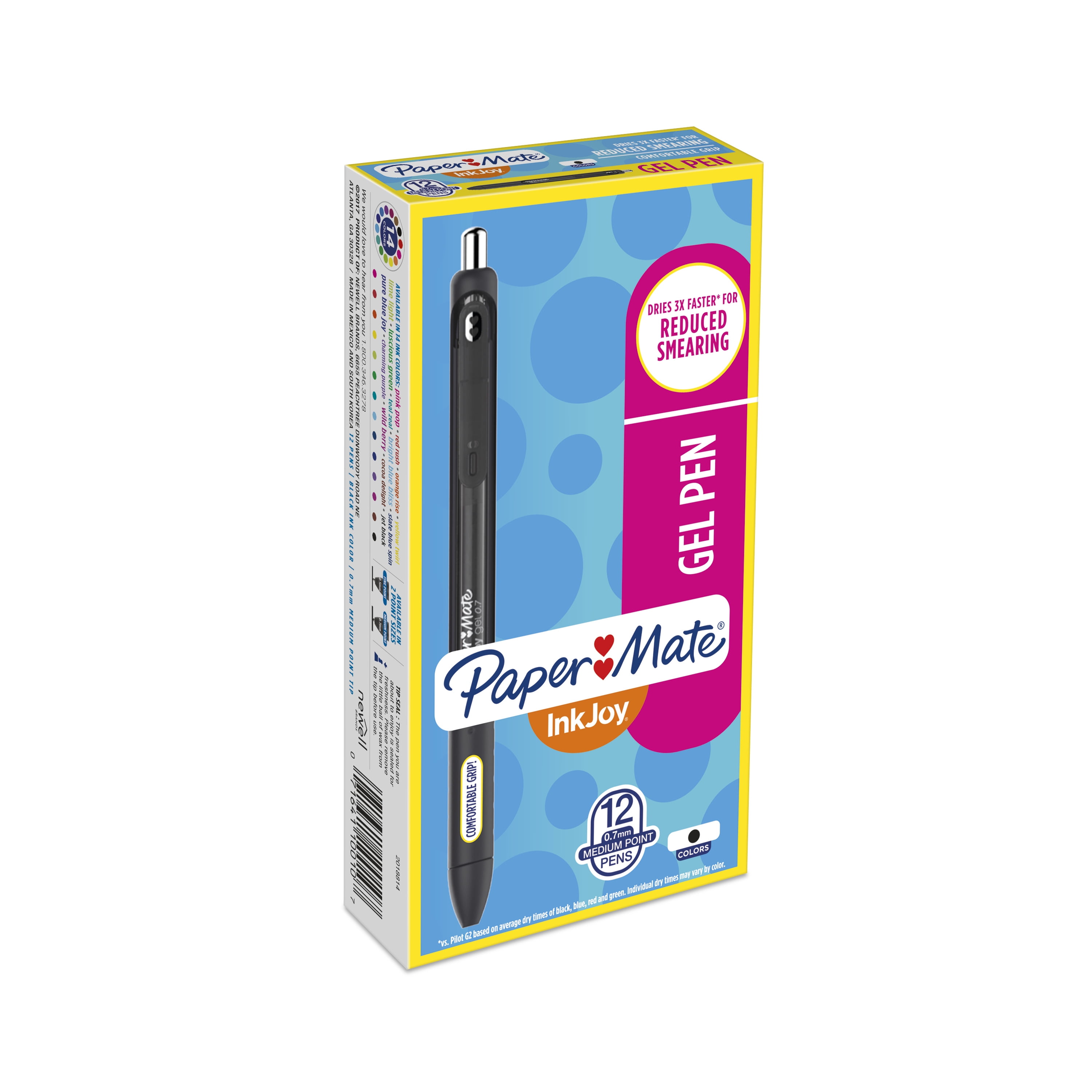 Paper Mate InkJoy Gel Pens, Medium Point, Black, 12 Count