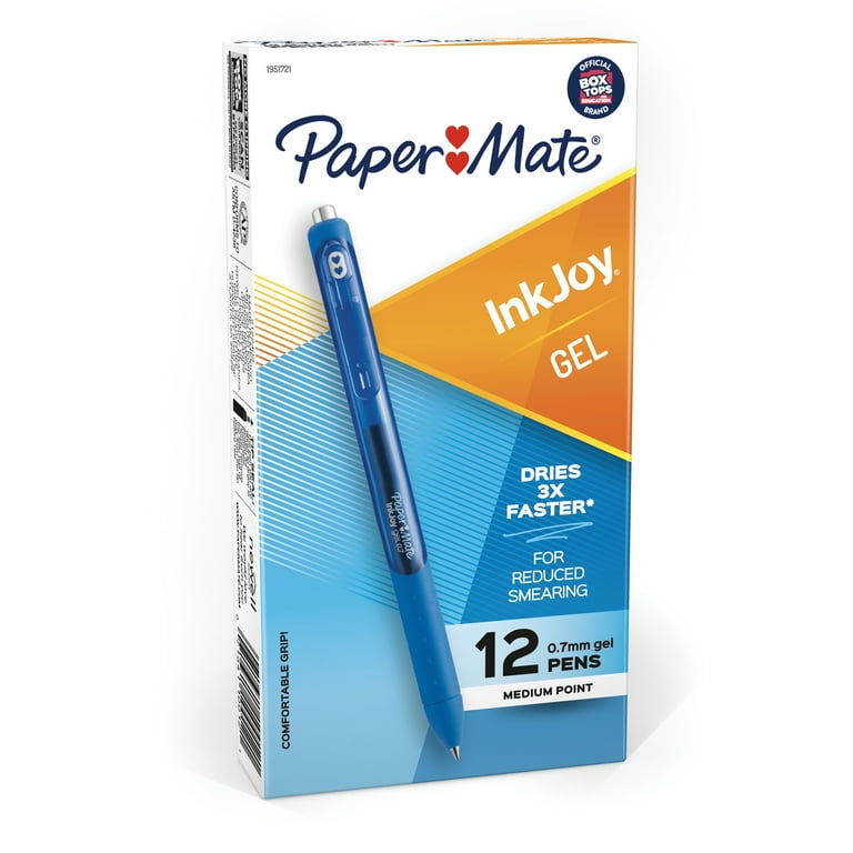  Paper Mate InkJoy Retractable Gel Pen, 0.7mm, Medium Point,  10-Count (Bright Blue) : Office Products
