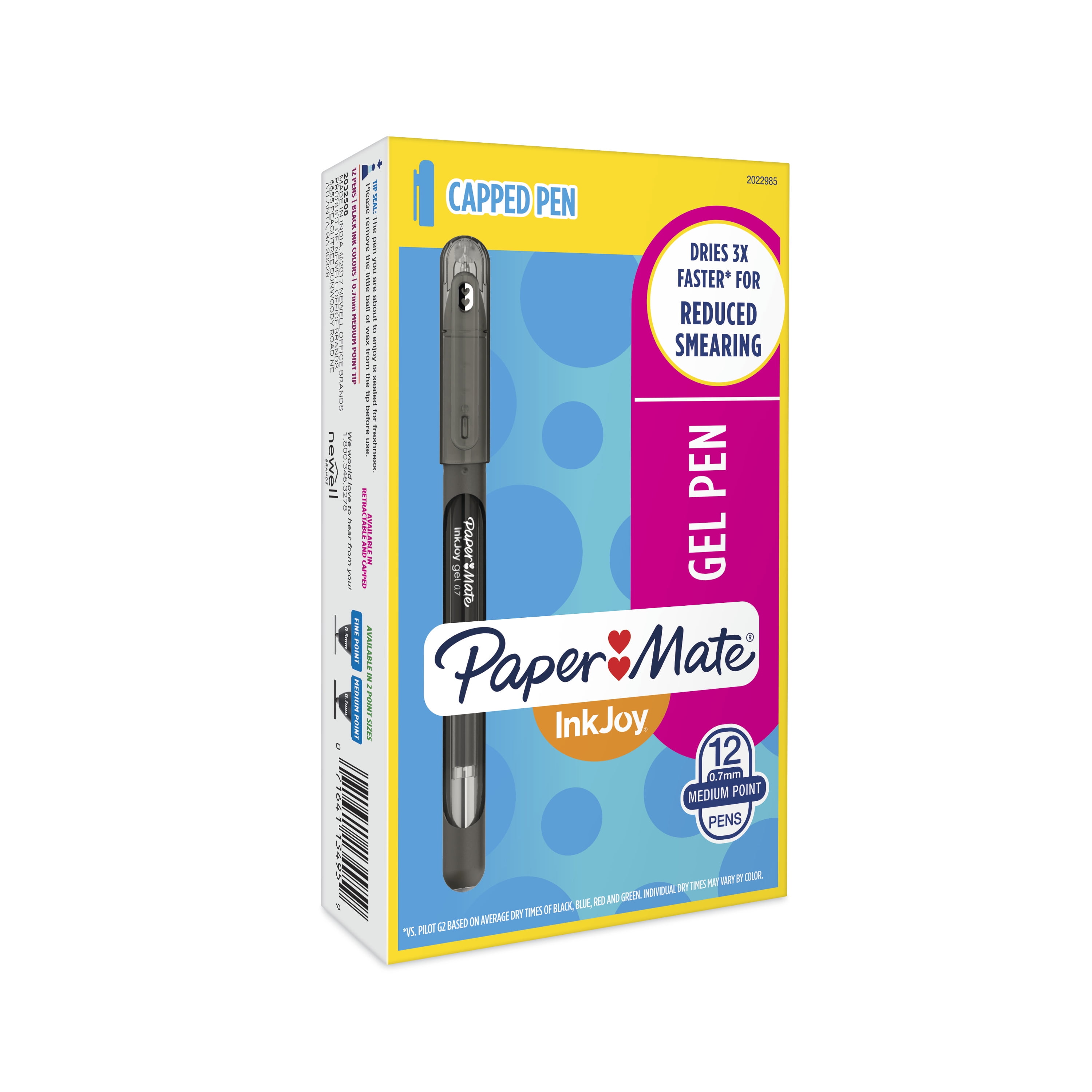 Paper Mate InkJoy Gel Stick Pens Medium Pen Point - Black Gel-based Ink - 12 / Dozen