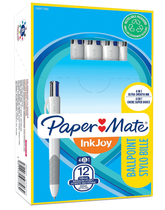 Paper Mate InkJoy Quatro Retractable Ballpoint Pens, Medium Point, Business Colors, 12 Count
