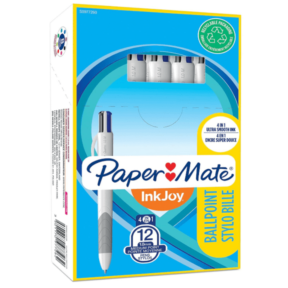 Paper Mate InkJoy Quatro Retractable Ballpoint Pens, Medium Point, Business Colors, 12 Count