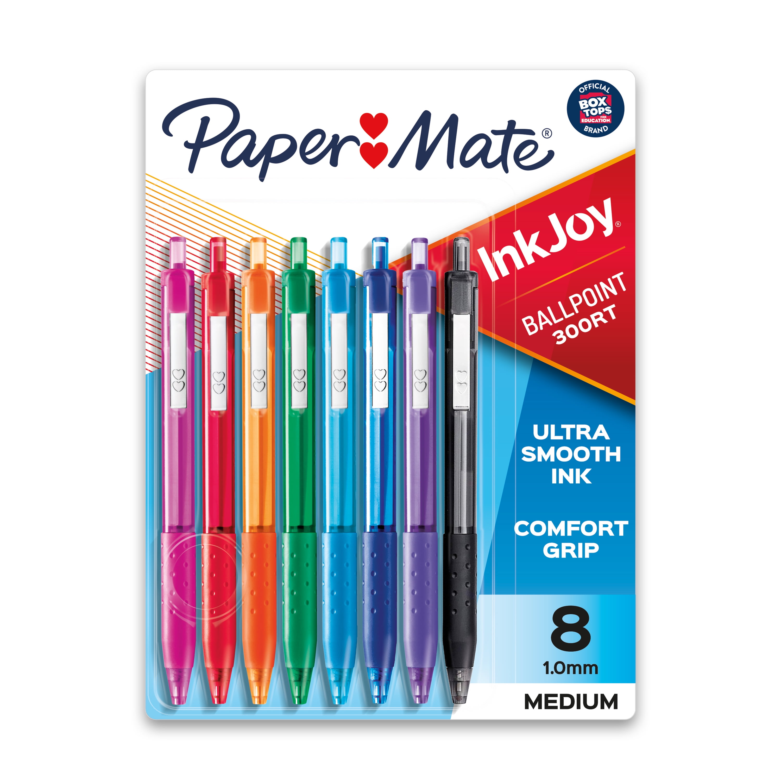 Paper Mate InkJoy Retractable Ballpoint Pen, 1.0 mm, Assorted Colors, 8  Count
