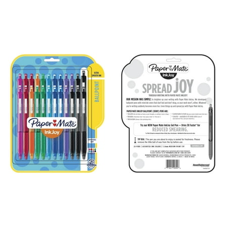 Paper Mate InkJoy Retractable Ballpoint Pen, 1mm, Assorted, 24/Pack
